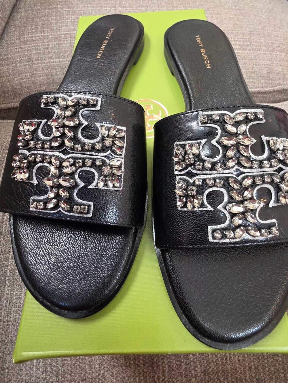 Tory Burch Black Everly Embellished Slide